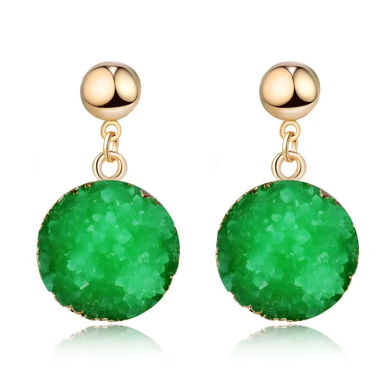 

Fancy Druzy Resin Earrings Round Drop Earrings For Women Jewelry Statement Pendientes Mujer Moda 2020 Ohrringe Earring Korean
