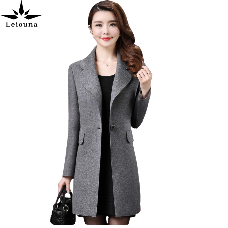 

Leiouna Casual Slim Office Lady 2020 Fashion New Women's Wool Coats Jackets High Quality Wools Winter Warm Woman's Coats Jackets