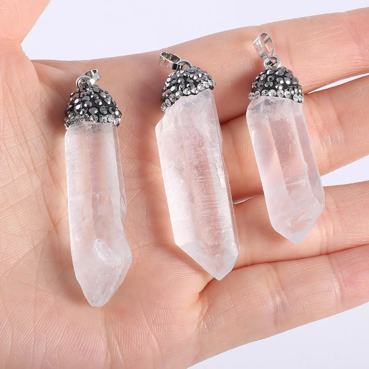 

Irregular Shape White Quartzs Pendant Necklace Reiki Healing Natural Stone Amulet DIY Jewelry Personality Gift