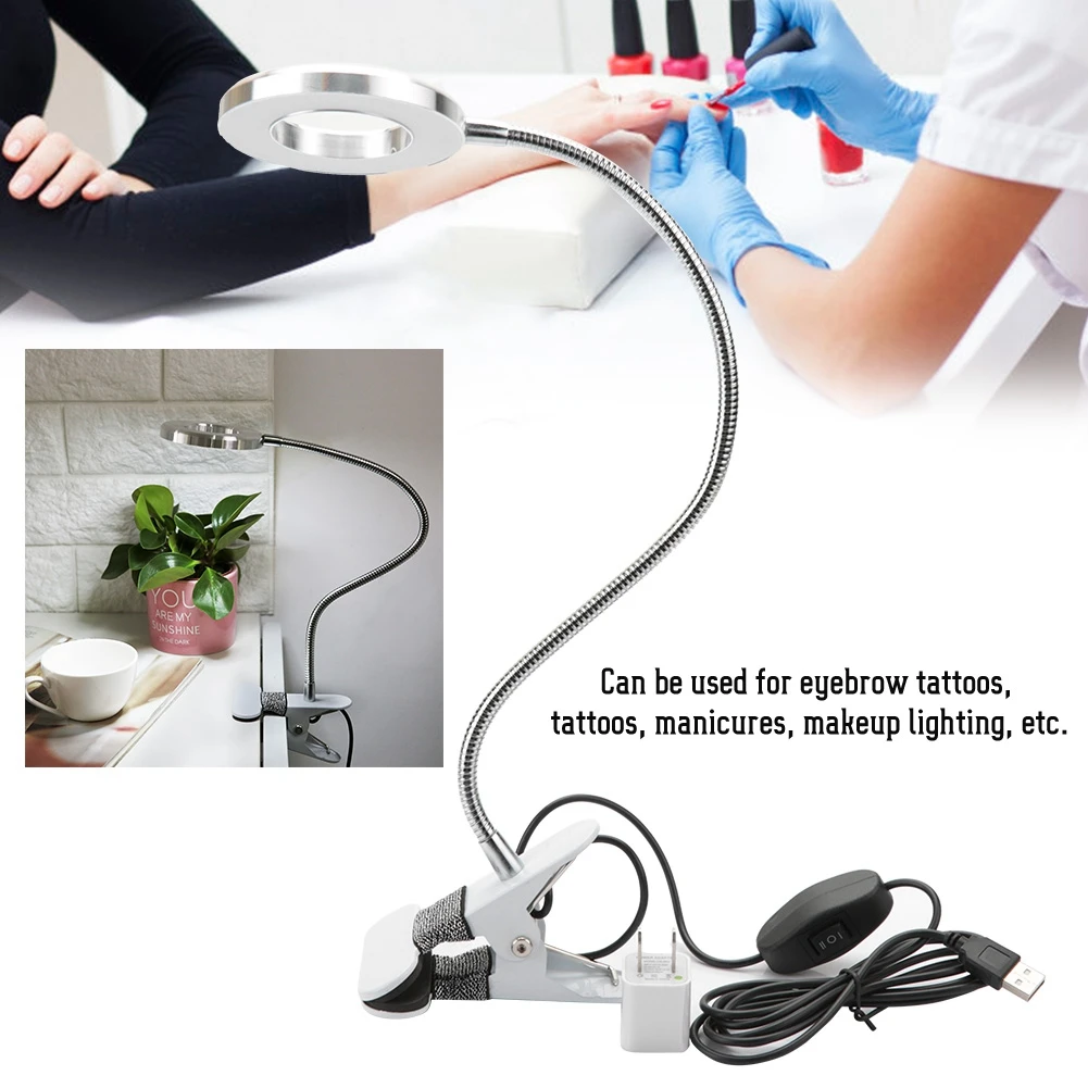 LED Table Clip Lamp Adjustable Dimmable Desktop USB Eye Protection Button Desk for Tattoo Nail Art Reading Study Room | Красота и