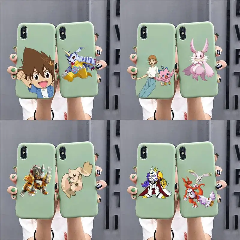 

Digimon Adventure Phone Case for iphone 13 12 mini 11 Pro Max X XS XR Solid Color For 7 8 6 6S Plus Capa