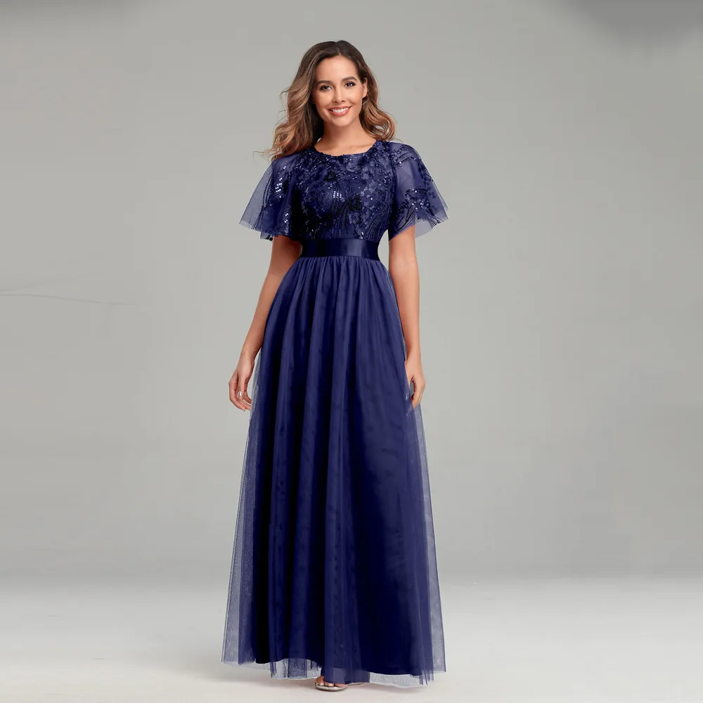 Beauty-Emily 2020 вечерние платья с круглым вырезом и оборками длинные элегантные