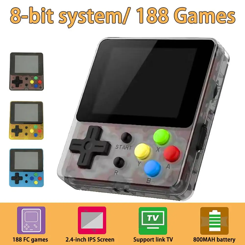8 битная портативная игровая консоль видеоигра с HD экраном 2 4 дюйма 188