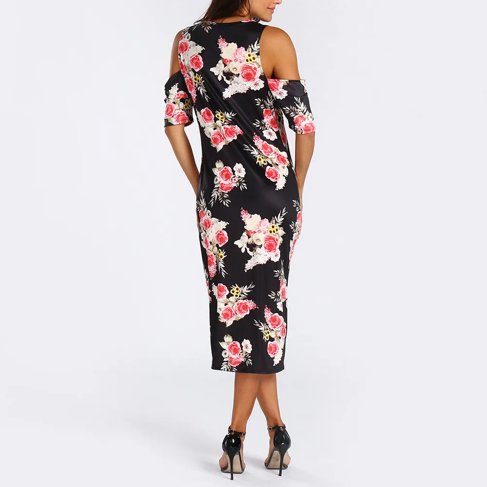 Платье для беременных женщин с цветочным принтом обтягивающее платье круглым