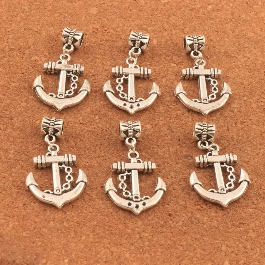 

15pcs Zinc Alloy Nautical Anchor Hope Charm Beads Dangle Fit European Bracelets B023 20.5x36mm