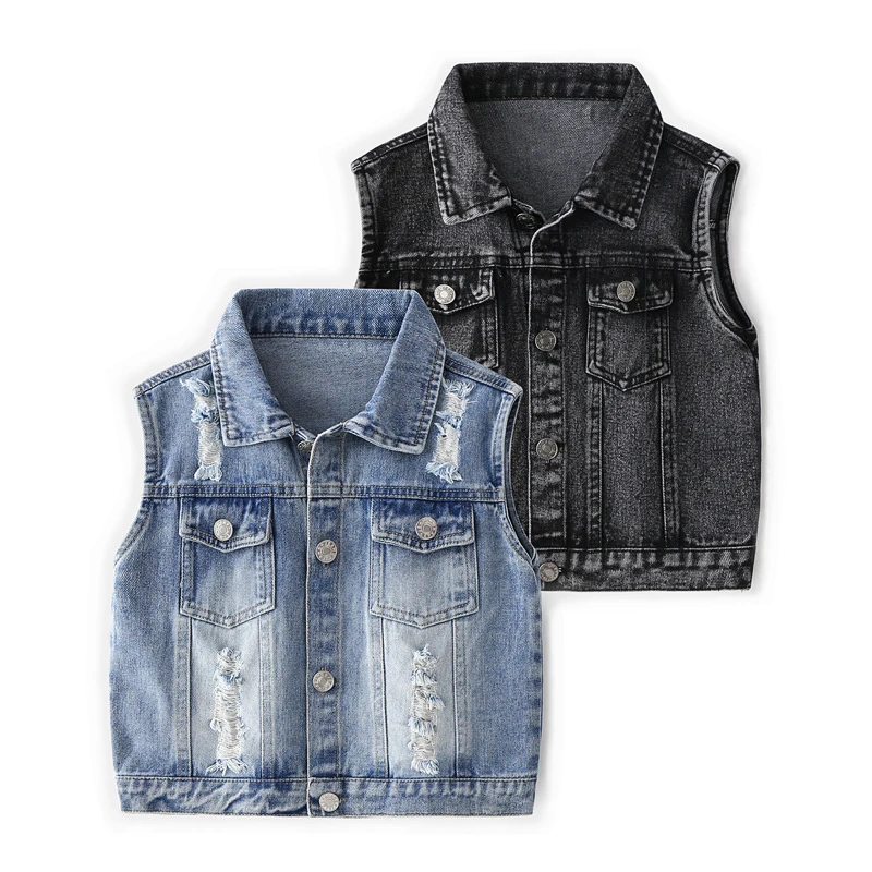 Джинсовый жилет для мальчиков детская верхняя одежда и пальто весна осень