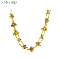 fanshidi stainless steel knot chain weave necklace for women heavy duty choker rope couple clavicle chain