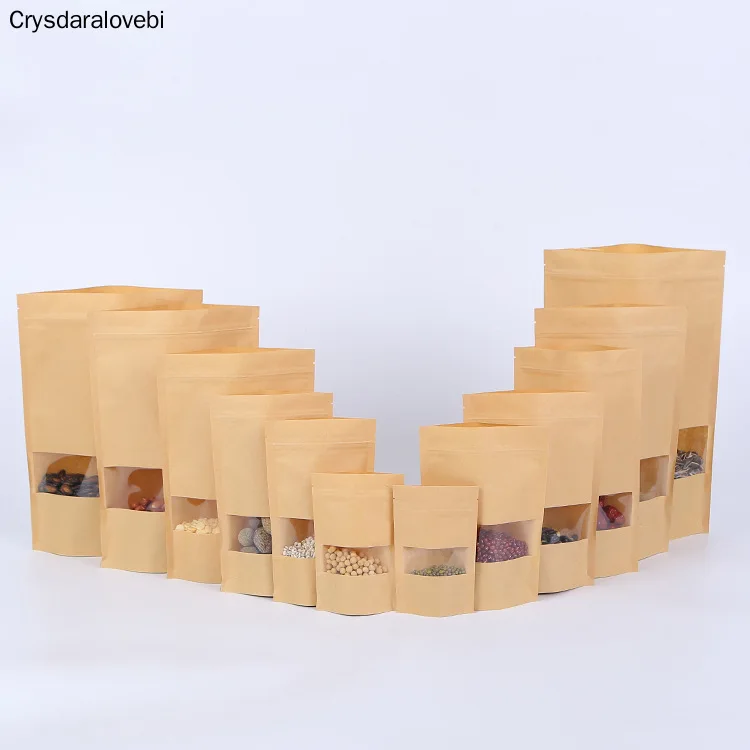 

Упаковка на молнии с замком крафт-бумажный пакет для окна стоячий подарок сушеная еда фруктовый чай Упаковка мешочки на молнии само запечат...