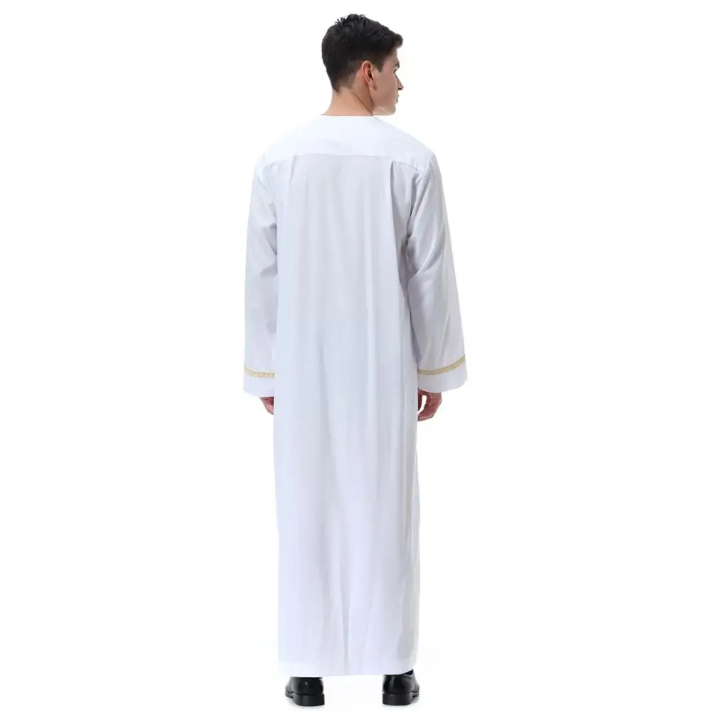 Hanyimidoo Muslim Abaya for Men Jubba Thobe Middle East Long Robes Kaftan Arab Dubai Adult Long sleeve Islamic Clothing