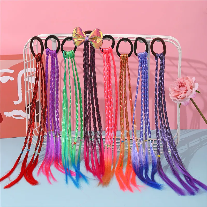 

Children girls Wig Braid Hair rubber bands Hair ties Elastic hairbands scrunchies Twist Braid headdress girls hair accessories