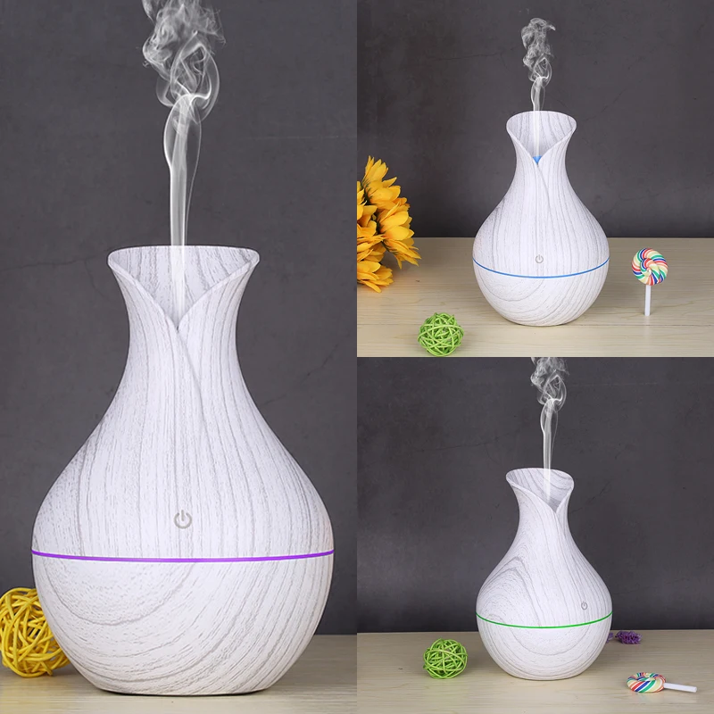 

UK 130ml Mini LED Ultrasonic Air Humidifier Diffuser Essential Oil Mist Aroma 3[White Wooden Grain]