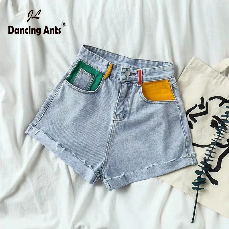 Женские джинсовые шорты с широкими штанинами и завышенной талией|Женские шорты| |