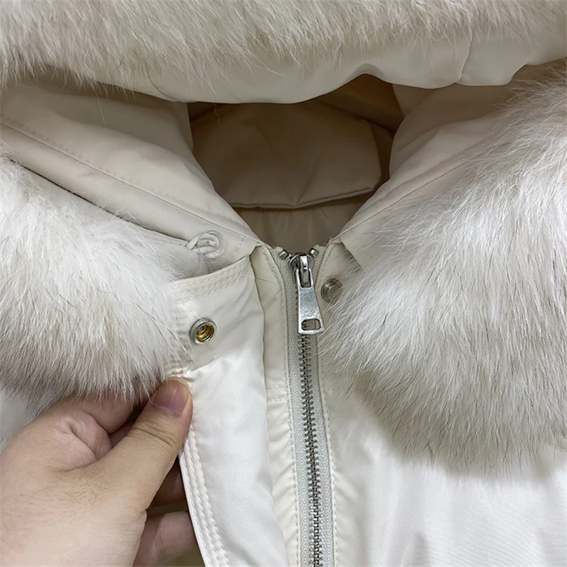 Winter 90% White Duck Down Parka Women Warm Large Real Natural Fox Fur Collar Hooded Long Thicken Jackets And Coats Down Outwear enlarge