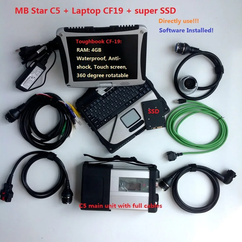 

Super MB Star C5 with Software V2021.03 DTS Monaco in 360GB SSD installed well on Used Laptop CF-19 For Auto Star Diagnosis Tool