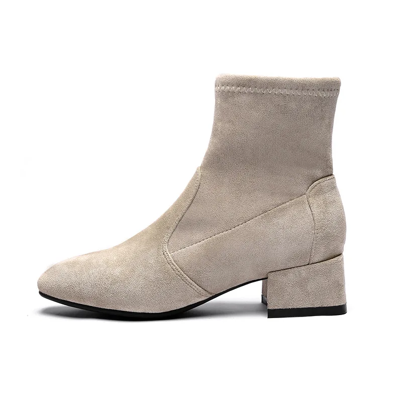Новинка 2019 года женские ботинки на резиновой подошве без застежки ботильоны из