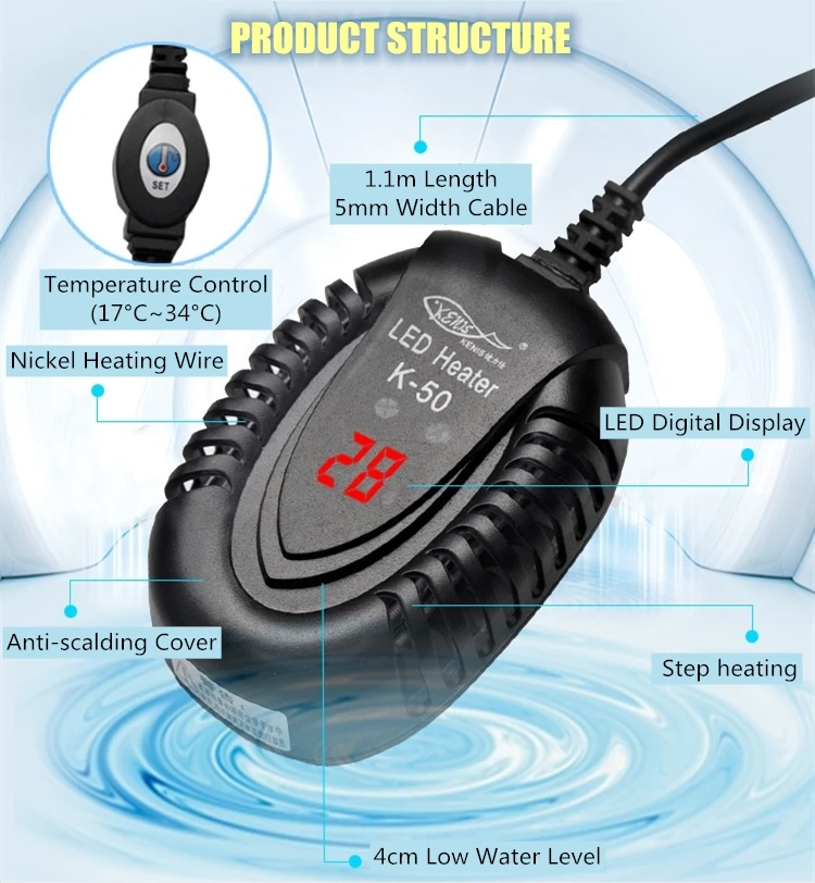Aquarium Digital Temperature Controller Submersible Fish Tank Automatic Water Heater Turtle Constant Heating | Дом и сад