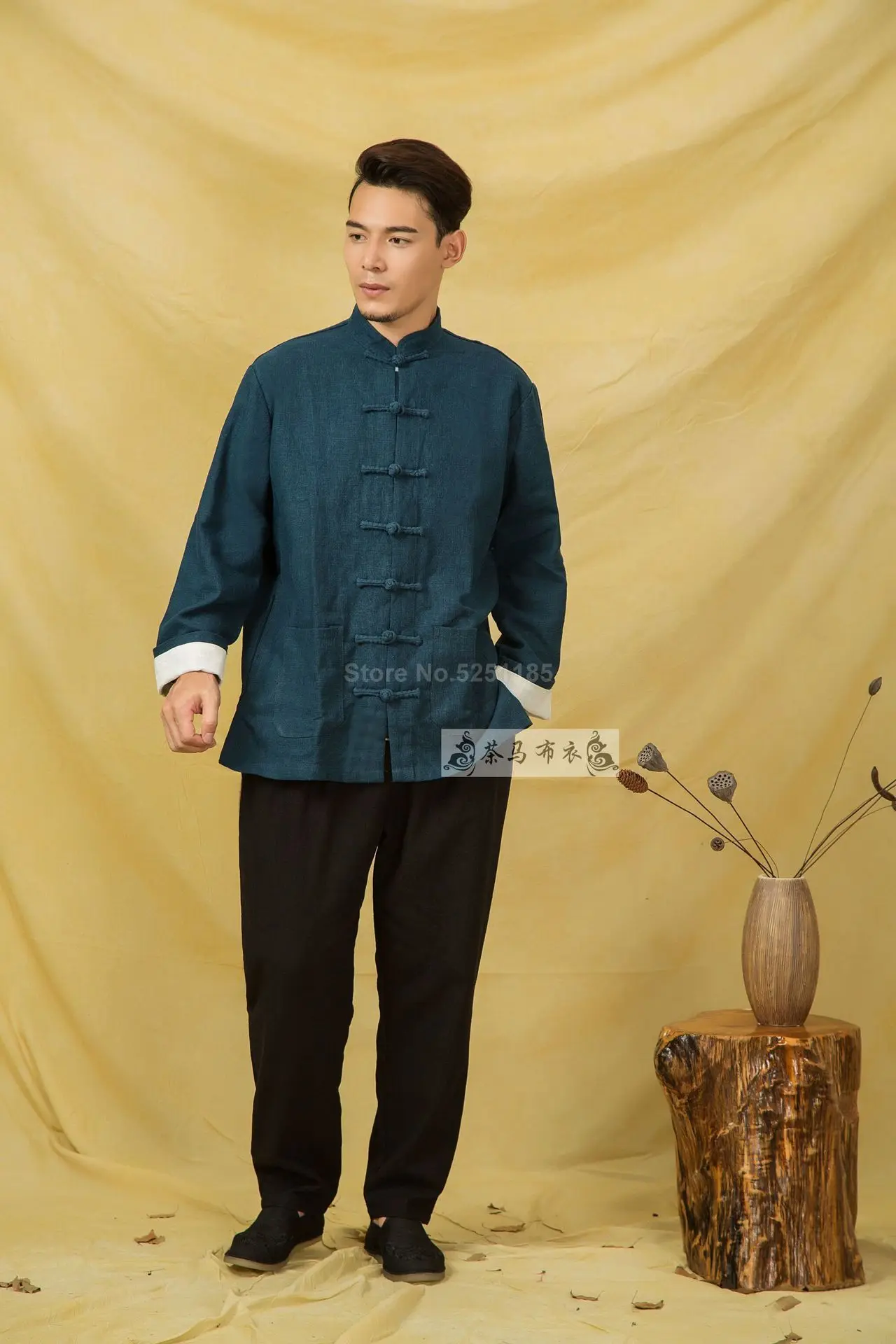 Осенние мужские льняные куртки Hanfu в китайском стиле, традиционные топы, костюм Tang, Свободная блуза с длинными рукавами, Восточная одежда Kung Fu Asia