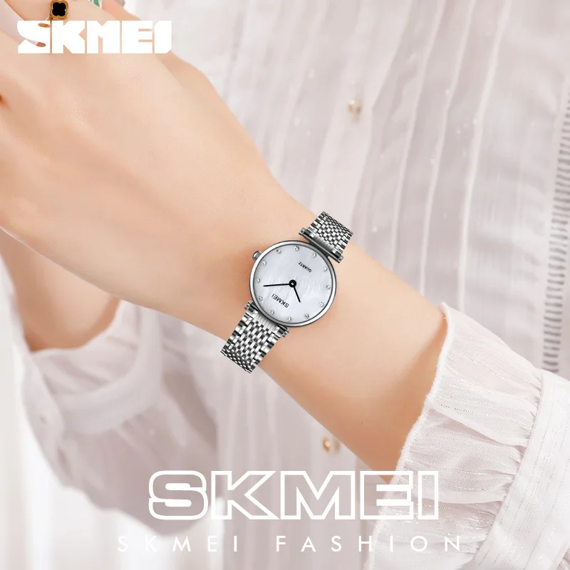 

SKMEI Rhinestone inlaid dial Business Water Resistant women watches stainless steel belt 3 bar