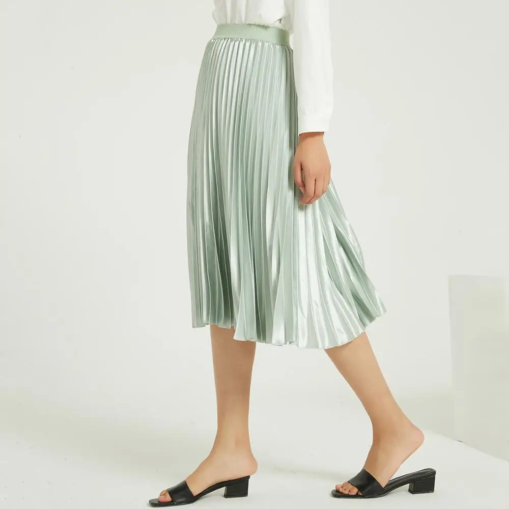 Wixra однотонная плиссированная атласная юбка элегантная с высокой эластичной