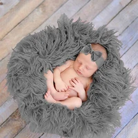 3pcsset newborn baby photography props kits fake fur blanket mats cotton stretch wrap infants girls knotted headband accessory