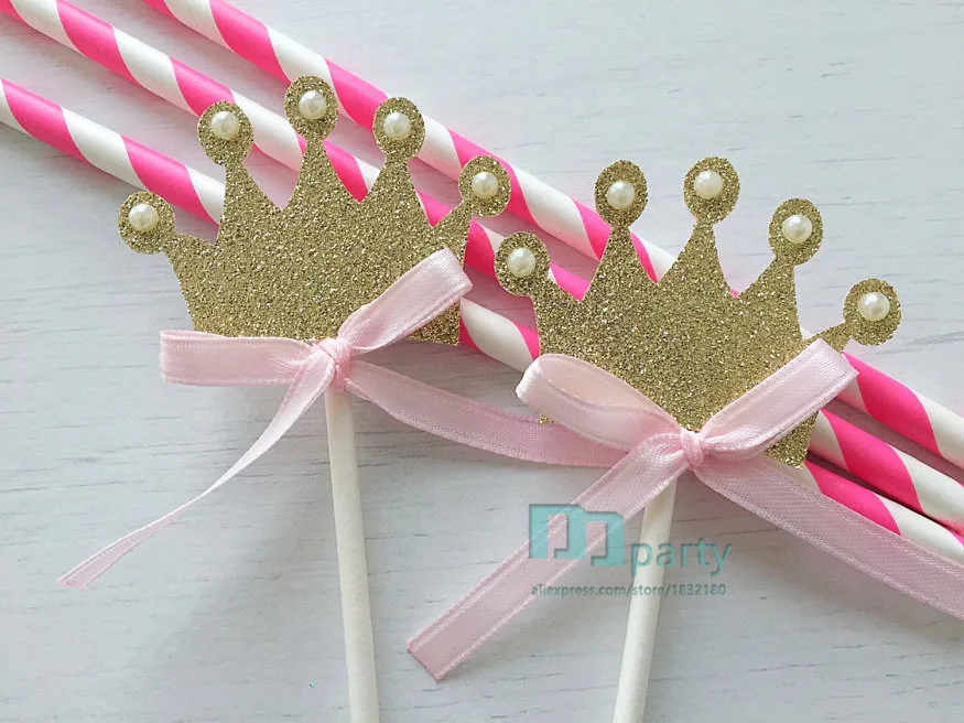 Set of 12 Crown cupcake toppers- crown princess royal Princess theme- first Birthday- little | Дом и сад