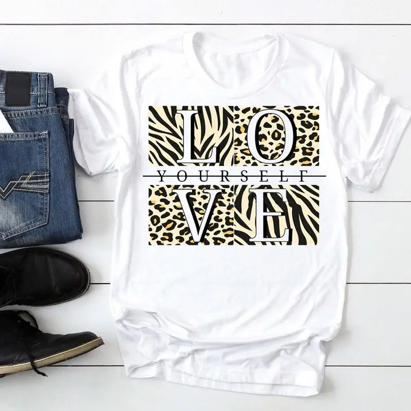 

2021, женская обувь с леопардовым принтом тренд Стиль милые 90s Модный летний костюм с изображением из мультфильмов Графический Футболка Топ с ...