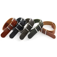 five colors long leather band nato strap 20mm 22mm watch strap handmade watch wristband belt with stainless steel pin buckle d