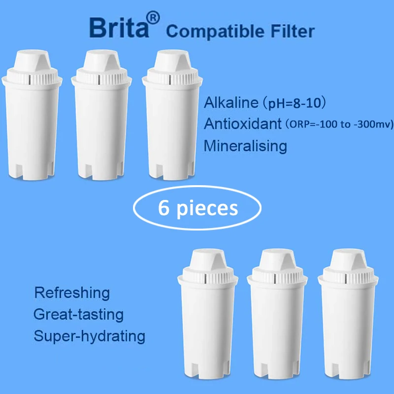 Brita совместимые картриджи для фильтров-упаковка 6 шт./лот-Минеральные минералы, чтобы получить щелочные антиоксидантные смягчающие фильтры кувшин для воды
