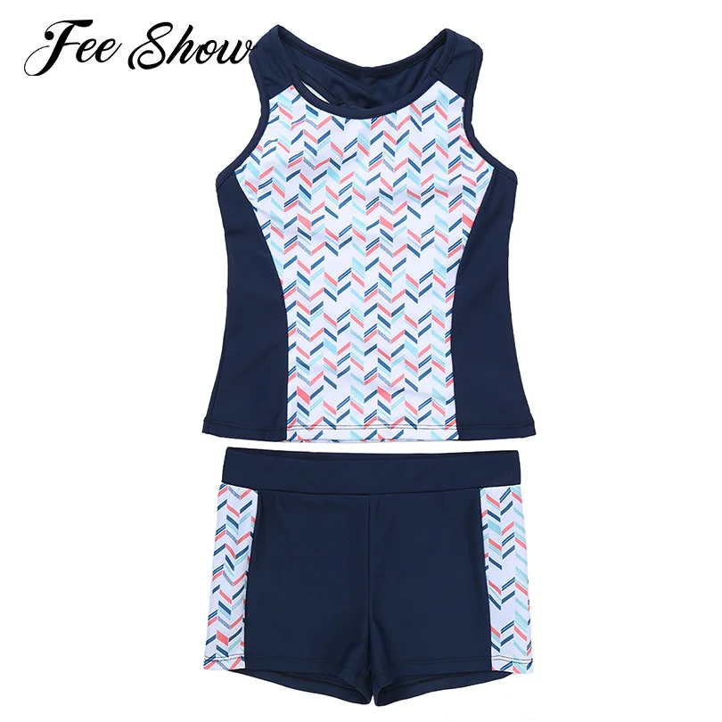 

2Pcs Summer Tennis Clothes Sportswear Kids Girls Sport Suit Fitness Outfits Sleeveless Racer Back Sport Top Elastic Waist Shorts