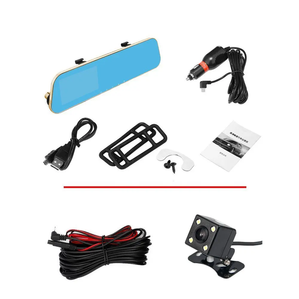 Автомобильный видеорегистратор AMPrime зеркало заднего вида с двумя объективами 4 3