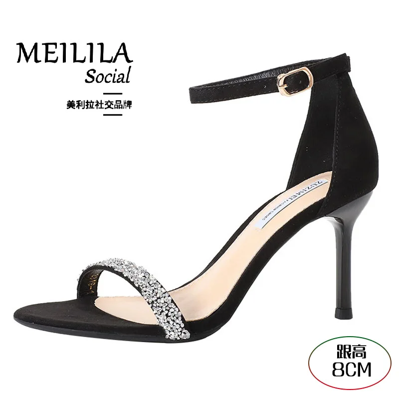 

Fashion Net red one line with fashion sandals women's thin heel