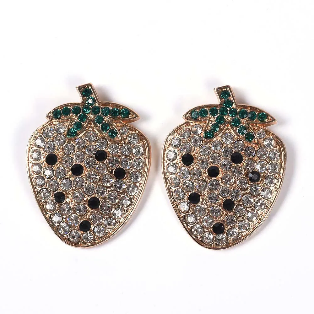 Fashion ZA Elegant Crystal Rhinestone Red Strawberry Earrings Women Indian Ethnic Party Club Statement Jewelry