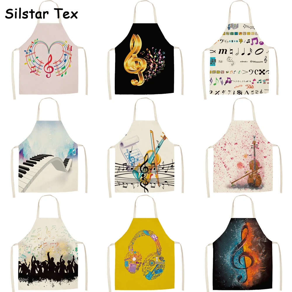 Silstar Tex музыкальный дизайн Кухонный Фартук с рисунком гитары мужские льняные
