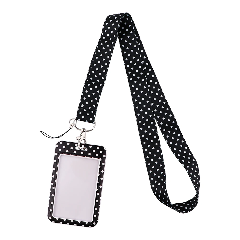 

JF297 Black Wave Point Lanyard Neck Strap Art Fashion Lanyards Bus ID Name Work Card Holder Accessories Decorations Kids Gifts