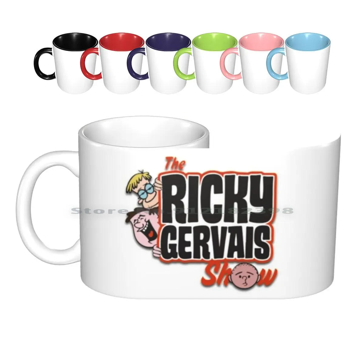 

The Ricky Gervais Show Retro Logo Xfm Ceramic Mugs Coffee Cups Milk Tea Mug Ricky Gervais Pilkington Head Face Orange No Ears