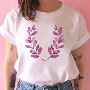 Maple Leaf Women Flower Tshirt Summer Clothes Ladies Short Sleeve Kawaii Tees Top Graphic Printed Tshirt Female T-shirt Female