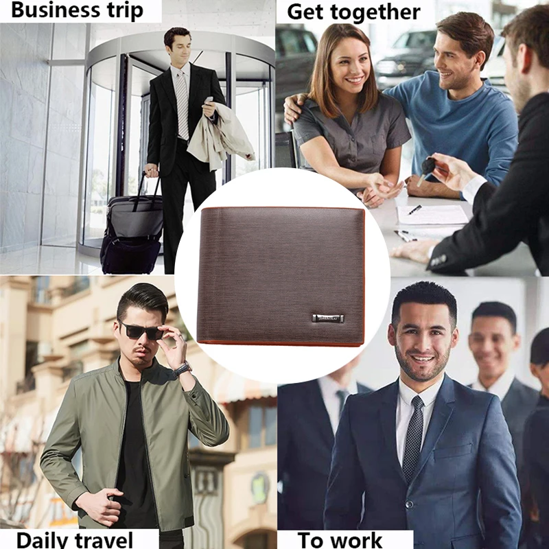 

FACTOO Men's Wallet Coin Purse Pocket Bag Fashion Business Small Bag PU Leather Imitation Tree Pattern Short Card Holder