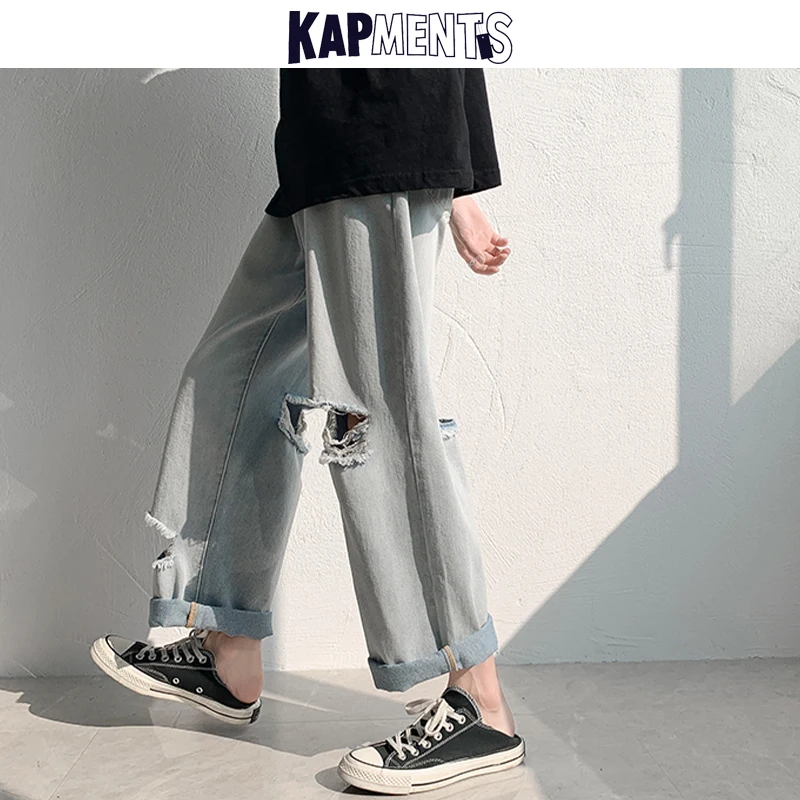Мужские Винтажные рваные джинсы на весну 2022, мужские брюки-карго в Корейском стиле, однотонные джинсовые Джоггеры в стиле Харадзюку, мужски... от AliExpress RU&CIS NEW