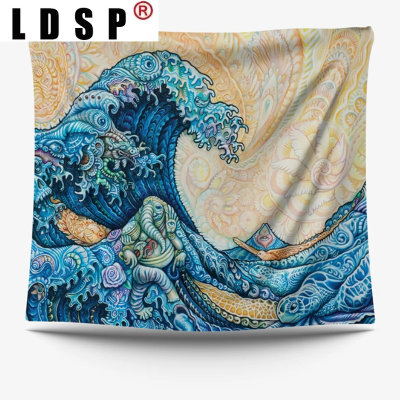 

LDSP Kanagawa гобелен океанских волн, настенное покрытие, коврик, ткань, пляжный коврик, одеяло, искусство, спальня, общежитие, домашний декор