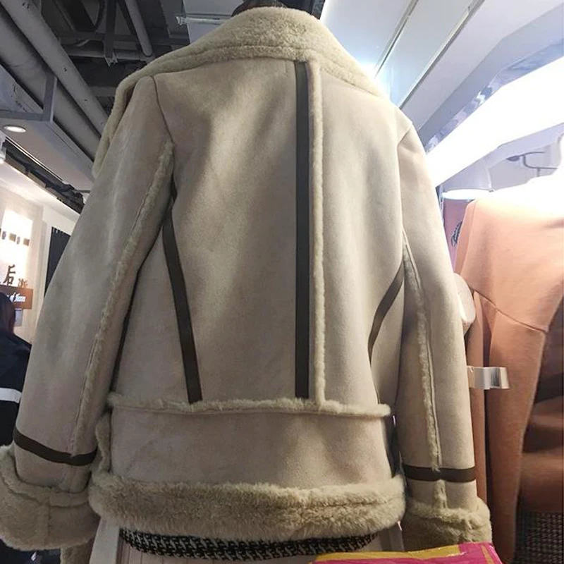 Женские автомобильные меховые пальто зимние толстые теплые куртки из овечьей