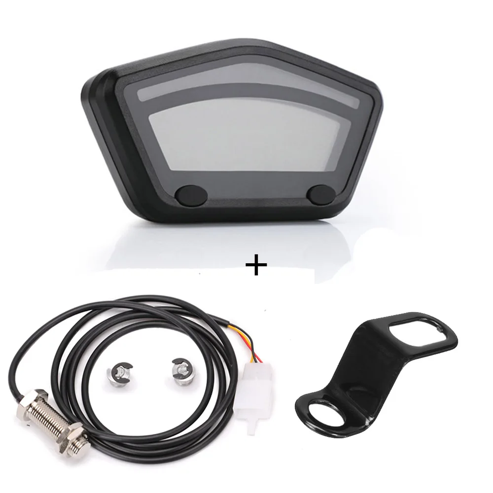 With sensor bracket Универсальный мотоциклетный ЖК-цифровой манометр, панель спидометра, тахометр, одометр для мотоцикла, скутера, мотокросса, квадроцикла, эндуро и т. д - Цвет: With sensor bracket