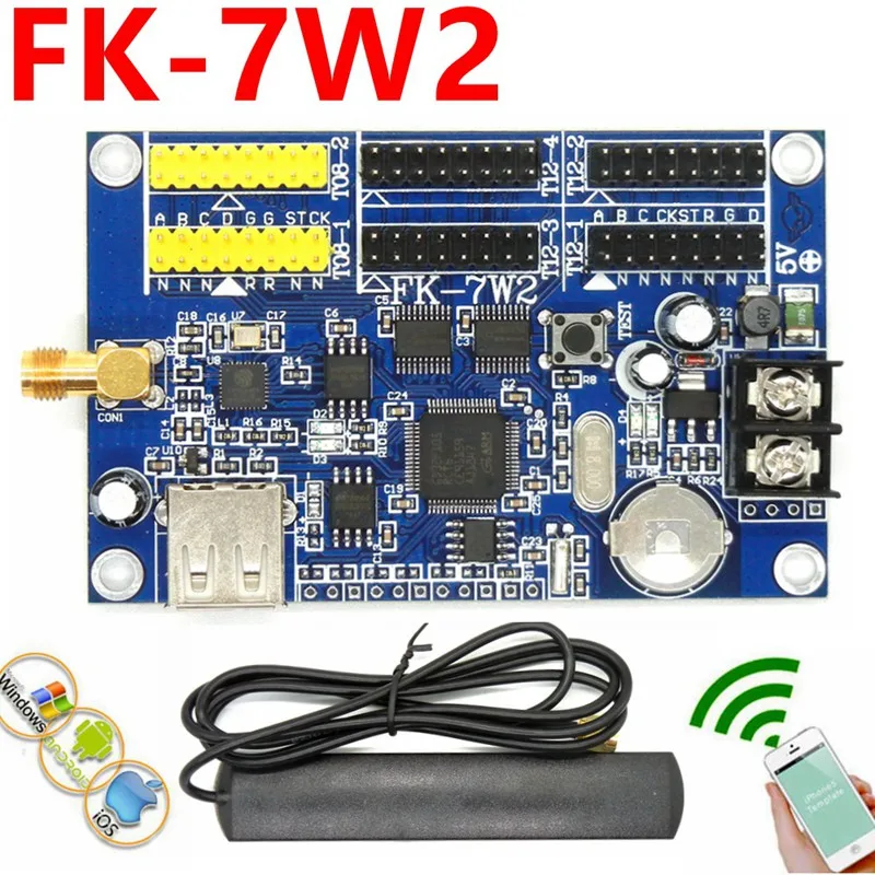 FK-7W2 wifi led контрольная карта 768*64/1024*48 пикселей один и двойной и полноцветный USB контроллер для p10, p13.33, M10, F3.75 светодиодный знак
