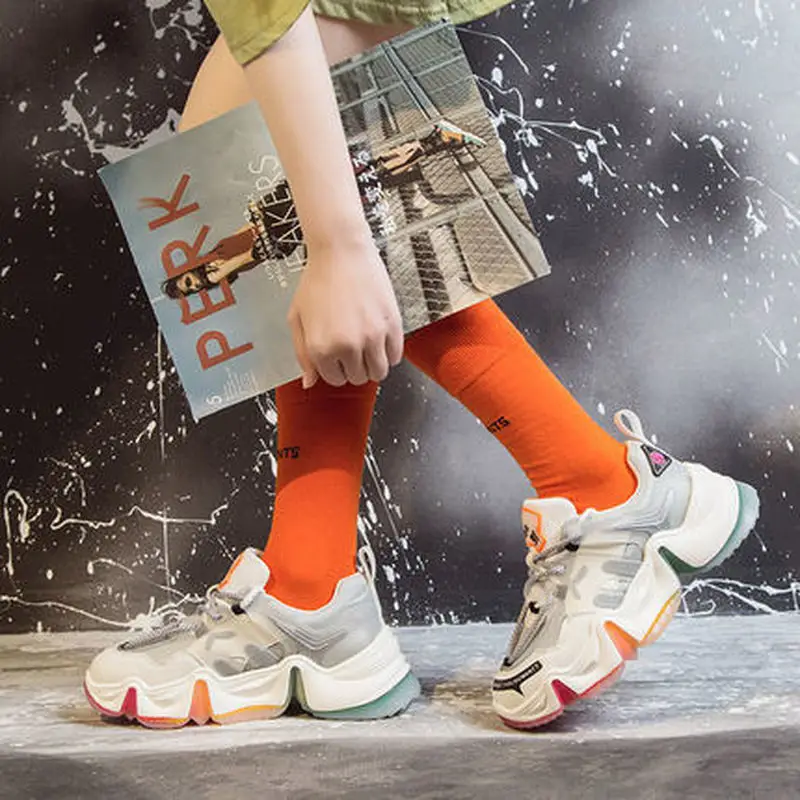 

Women Platform Dad Sneakers Flats Breathable Soft Woman Chunky Shoes Zapatillas Mujer Tenis Feminino Casual Round Toe Cross-tied