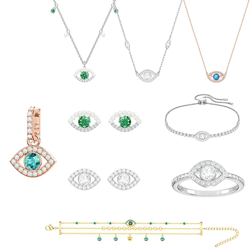 

swa Fashion Ladies Jewelry LUCKILY Eye Jewelry Set Fashion Jewelry Set Lady Earring Necklace and Bracelet Fashion Jewelry