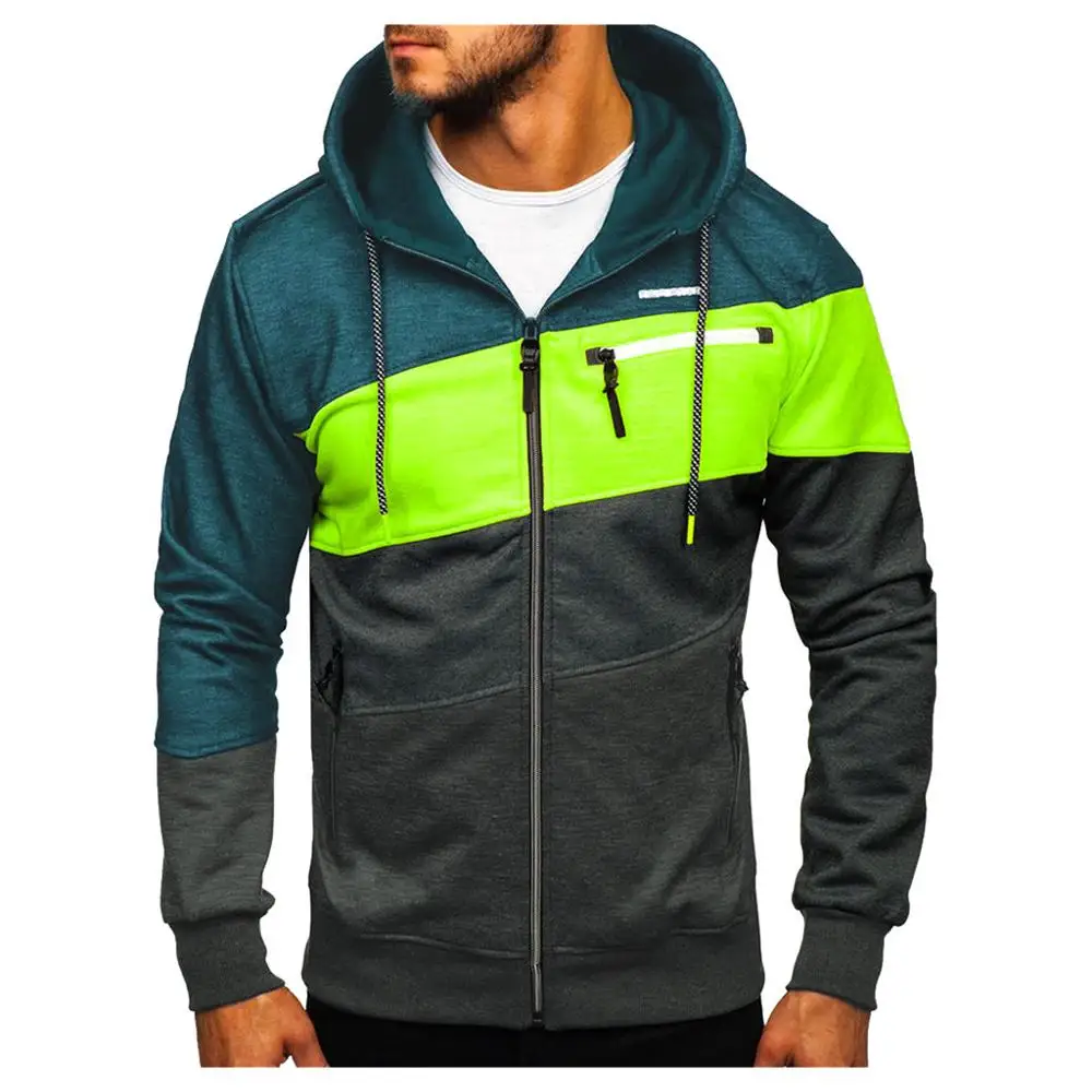 Men's Simple Long Sleeve Zipper Coat With Hat Detachable Male Casual Stitching Sport Running Jackets For 2019 Winter Fashion | Спорт и