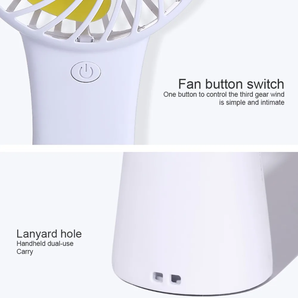 

3 Speeds Adjustable Mini Portable USB Rechargeable Fan Handheld Fan Personal Fan for Outdoor Travel Home Dormitory Office V