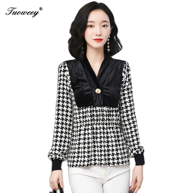 

blouse Autumn Women Long Sleeve Leopard Print white Color O Neck Patchwork shirts Casual Top Tees Winter Plus Size Female