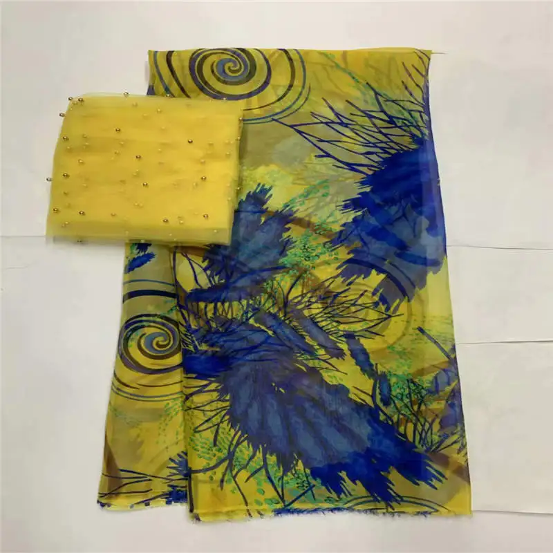 2019 Высококачественная Модная шелковая шифоновая ткань с принтом 5 ярдов и 2 ярда