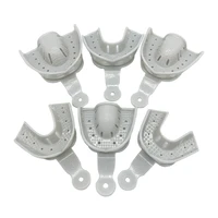 6pcsset gray disposable dental impression trays plastic teeth holders denture model materials oral hygiene dentist product