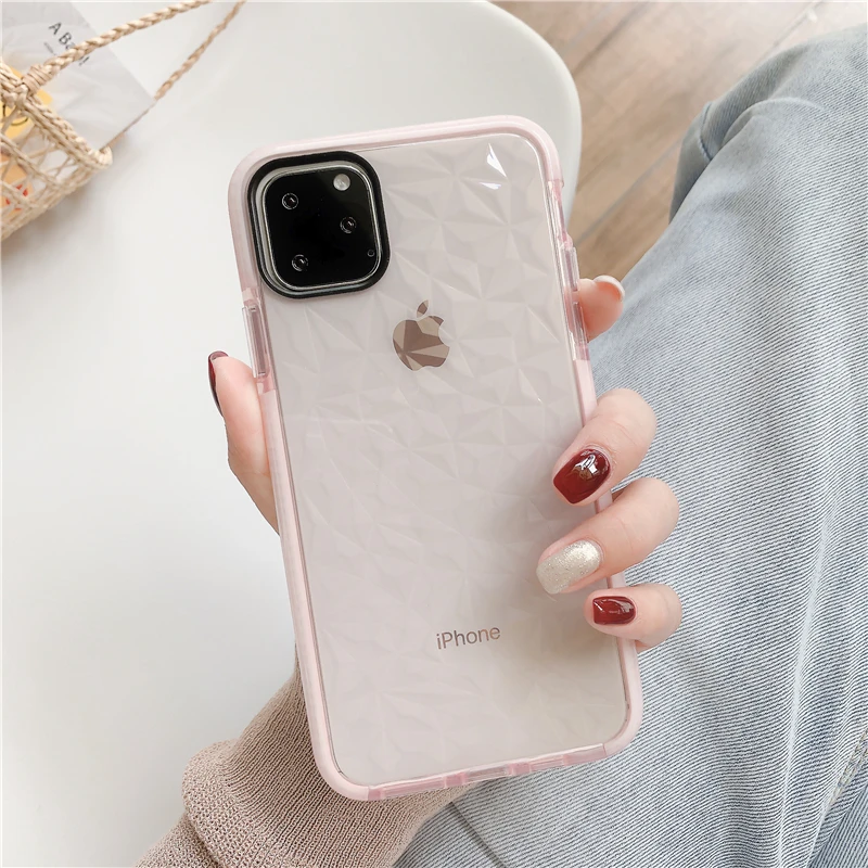 Роскошный прозрачный чехол бампер для Iphone 11 Pro Max 7 8plus X Xr Xs 3D с алмазным узором